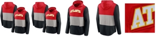 Fanatics Men's Red and Black Atlanta Hawks Linear Logo Comfy Colorblock Tri-Blend Pullover Hoodie